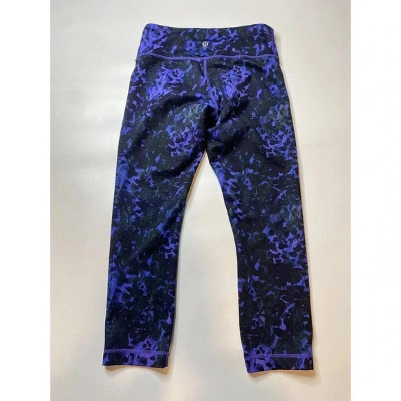 Lululemon Skinny Groove Pant Iris Flower Flower Purple Blue Women’s 4 Leggings - Picture 6 of 7